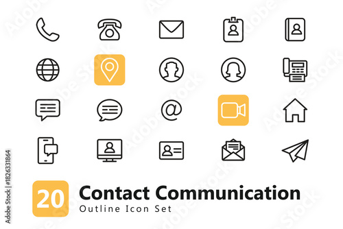 Communication & Contact Outline Icon Set. Customer Service Icon Collection. EPS Vector Illustration. Suitable for Any Project