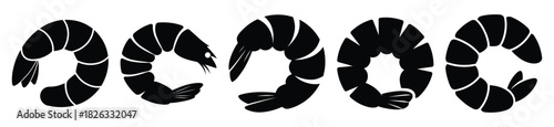 set of  shrimp curl icon vector illustration isolated on white background