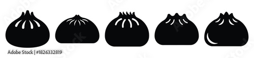 set of  steamed bun icon vector illustration isolated on white background