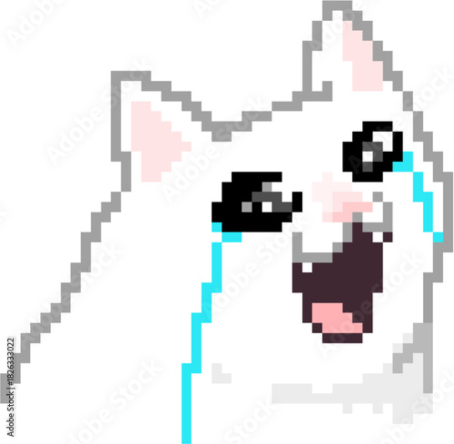 White Cat Crying Loudly with Open Mouth Emoji