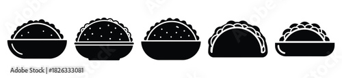 set of  taco bowl icon vector illustration isolated on white background