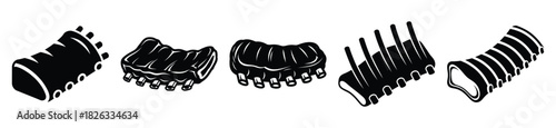 set of  bbq rib icon vector illustration isolated on white background