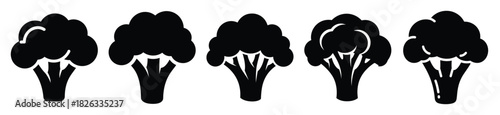 set of  broccoli floret icon vector illustration isolated on white background
