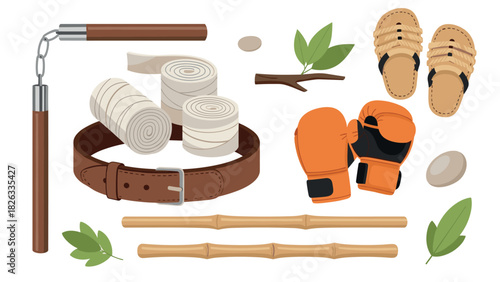 Martial arts equipment and accessories for training and fitness design