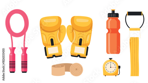 Boxing fitness equipment collection for training and workout design