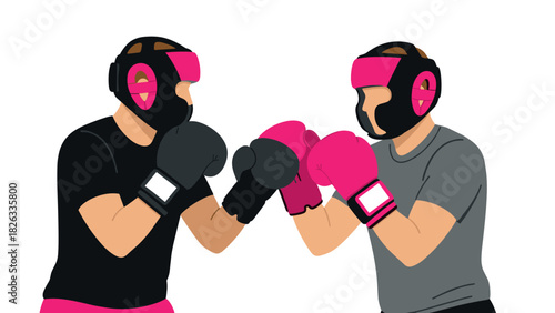 Boxing sparring session with protective gear for training and safety