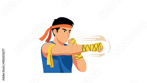 Boxing training illustration with boxing wraps and punching motion for sports and fitness design