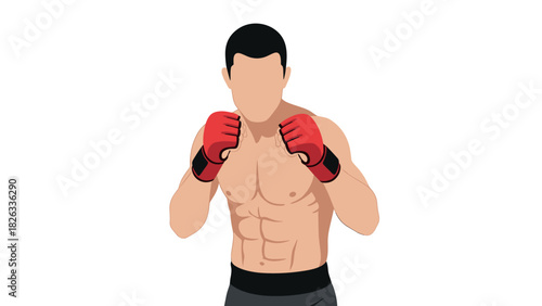 Boxer in fighting stance illustration for sports and fitness design