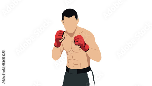 Faceless boxer in fighting stance vector illustration for sports design