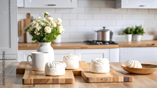 Wallpaper Mural Kitchen still life with flowers and cakes. Torontodigital.ca