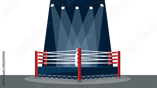 Boxing ring with spotlight for event promotion and poster design