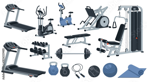 Fitness equipment collection for home gym design and planning