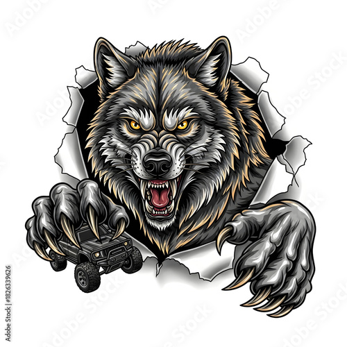 wolf head mascot illustration