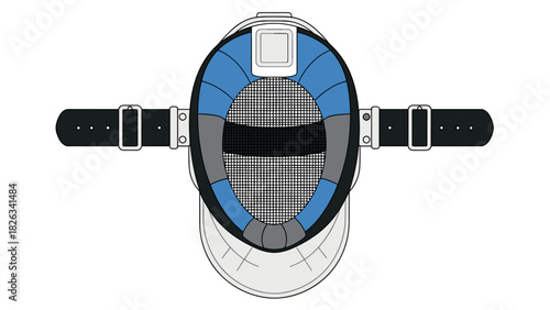 Fencing helmet illustration for sport design and safety gear concepts