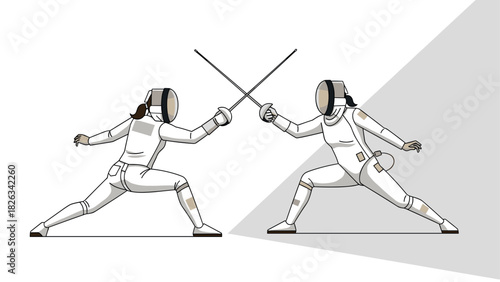 Fencing duel sport illustration design for posters and cards