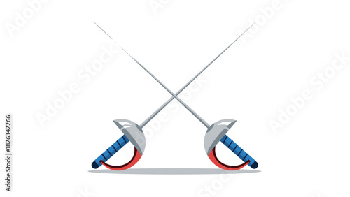 Fencing sabers illustration with crossed swords for sports and design projects