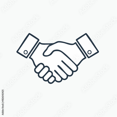 Handshake line icon symbolizing agreement, partnership, and a business deal. Vector illustration of two hands shaking as a sign of collaboration and greeting