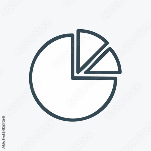 Clean vector outline icon of a pie chart, visually representing data distribution and analysis, ideal for business reports, market share breakdowns, and statistical presentations