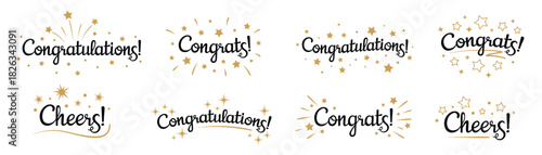 Bright congratulation text label designed for celebration graphics and festive projects.