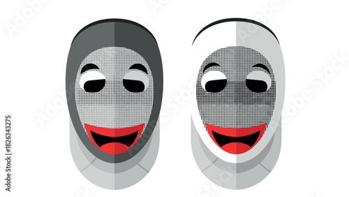 Comedy drama masks with smiling faces for theater and performance themes