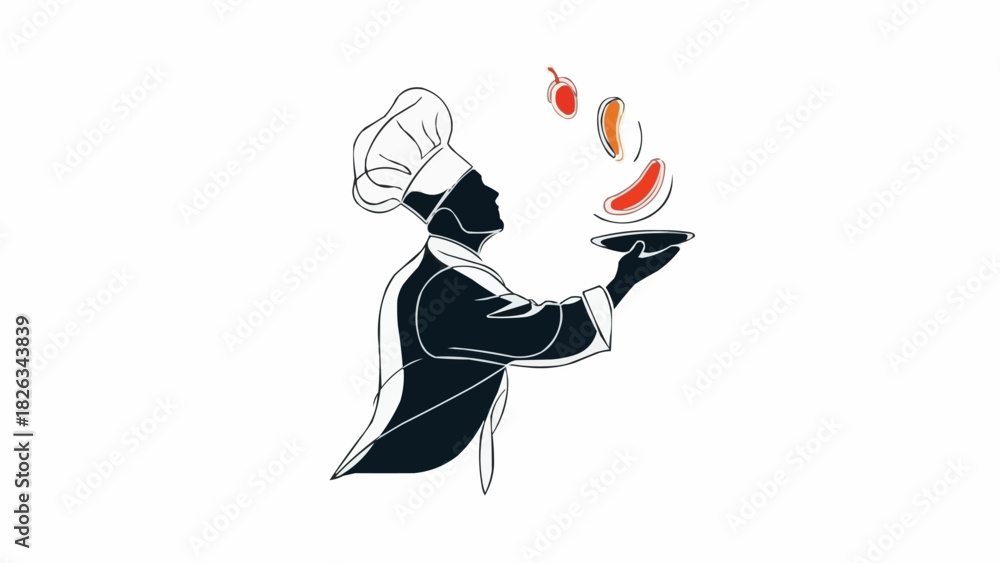 Obraz premium Silhouette of a chef