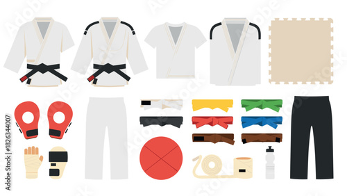 Martial arts equipment collection for training design and print use