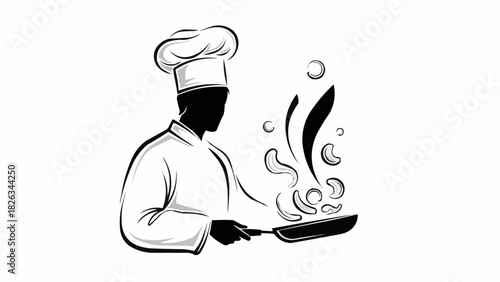 vector illustration of a silhouette of a chef