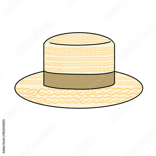 Fotografie boater hat fashion illustration
かんかん帽　シンプル　イラスト