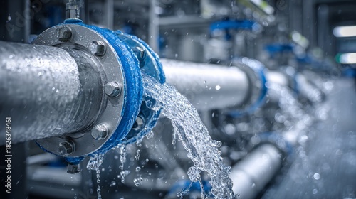 Leaking pipe with water gushing out