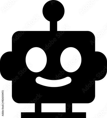 Robot face icon in flat artificial intelligence AI chatbot android avatar head symbol pack, robotics automation machine humanoid bot kit, synonym cyborg AI digital assistant