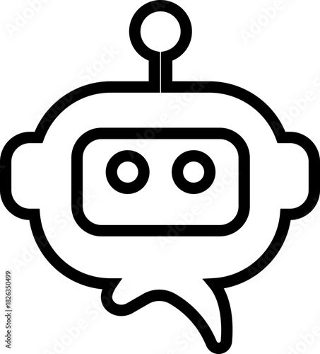 Robot face icon in line artificial intelligence AI chatbot android avatar head symbol pack, robotics automation machine humanoid bot kit, synonym cyborg AI digital assistant