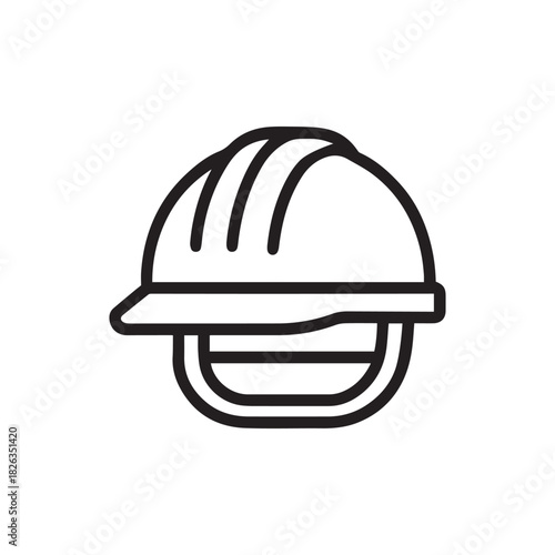 Construction Helmet Icon – Worker Safety Line Illustration