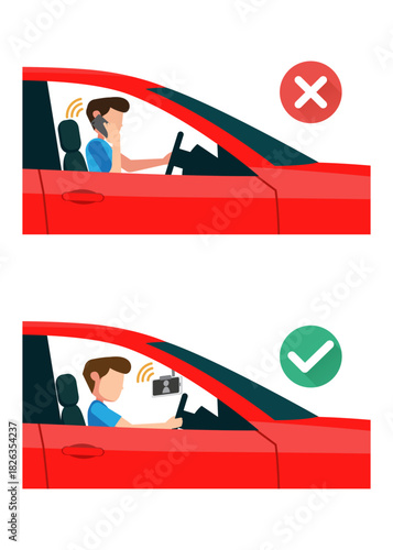 Driving safely while using the phone stock illustration