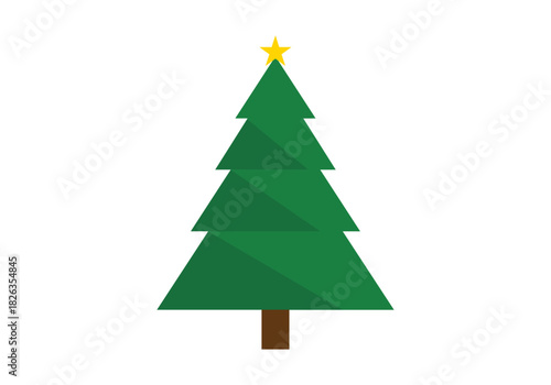 Icono plano de árbol de navidad con estrella amarilla