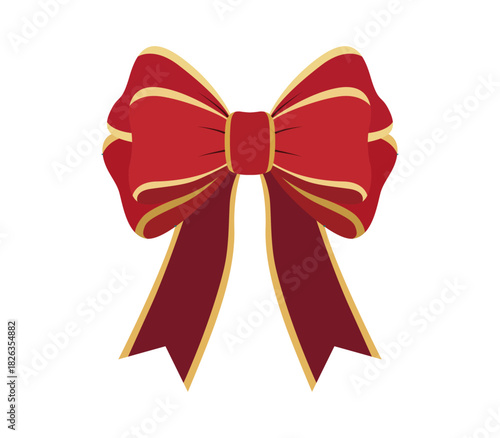 Lazo festivo de regalo rojo con bordes dorados