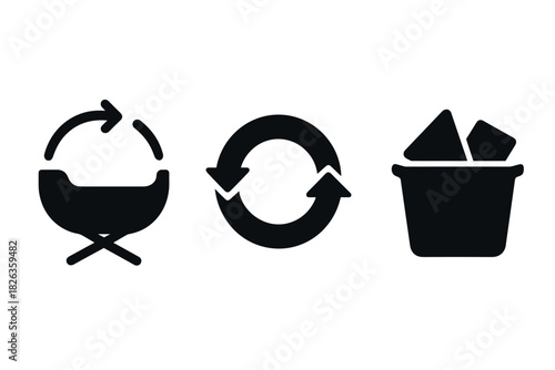 Recycling symbols: refresh, reuse, dispose icons for environmental awareness