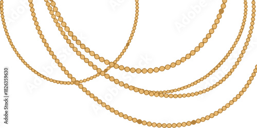 Gold necklace jewelry on white background