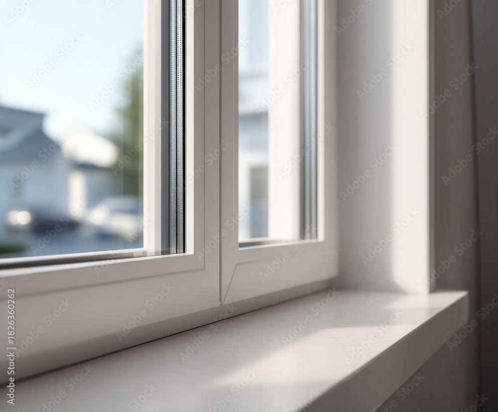 Fototapeta premium modern plastic window with a window sill