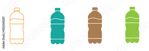 Bottle icon set. bottle vector icon. Water bottle icons set in solid  stroke line style.