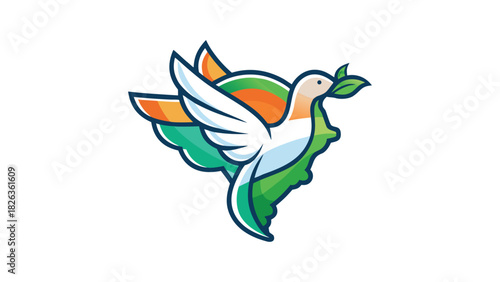 India Map with Tricolor and Peace Dove for Republic Day