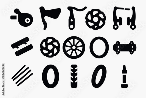 Simplified bicycle components silhouette collection for modern designs