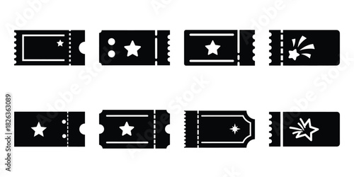 Illustration of the new year celebration ticket silhouette vector icon set. happy New Year 2026 vector icons