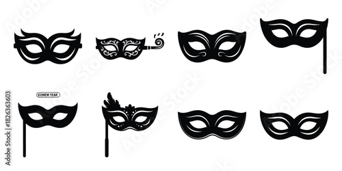 Illustration of the new year e2 silhouette vector icon set. happy New Year 2026 vector icons