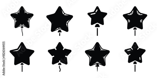 Illustration of the new year party balloon star silhouette vector icon set. happy New Year 2026 vector icons