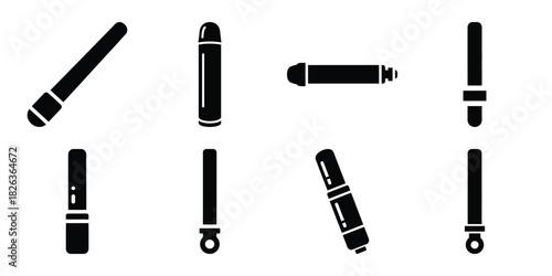 Illustration of the new year party glow stick silhouette vector icon set. happy New Year 2026 vector icons