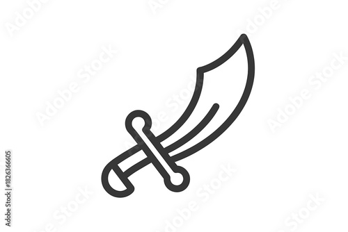 Curved pirate saber or scimitar blade used in historical warfare and adventure