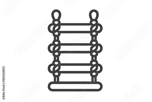 Outline icon of a flexible rope ladder featuring knotted sides and horizontal rungs