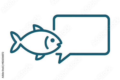 Aquatic animal next to a large empty message bubble symbolizing discussion and feedback