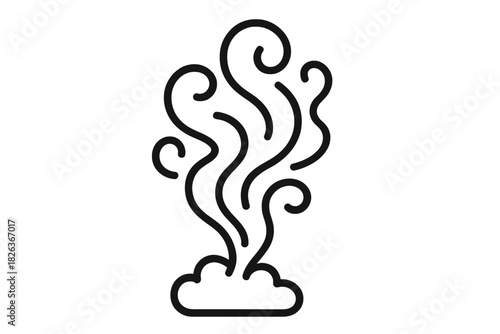 Black line art symbol showing rising steam or hot vapor emanating from a heat source
