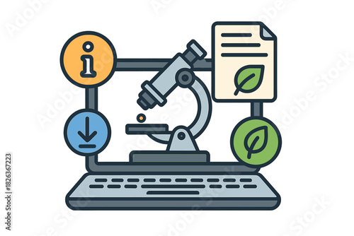 Microscope connected to digital data processing and biological research documentation